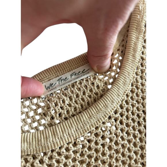 FREE PEOPLE SHORE SIDE MESH OVERSIZED MUSCLE TANK SIZE LARGE NWOT 100% COTTON - Picture 7 of 8